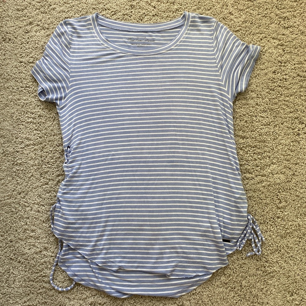 Blue and white stripped hollister tee